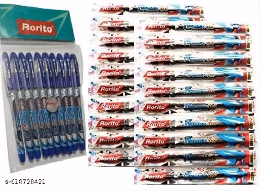 FIRST CLICK New Flymax DZ Gel Pen Blue Ink Pack of 10 Pens + 20 Refills Blue | Smooth Needle Tip, Waterproof & Fade-Resistant Ink Stylish Glossy Body & Soft Grip for Comfortable Writing School Office Use