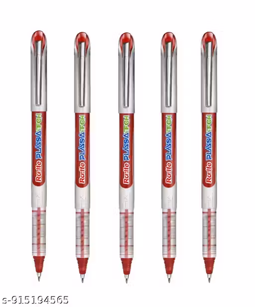 Rorito Plasmatech Fluid Ink Gel Pens Plasma Tech Quick Dry Ink Smooth & Effortless Waterproof Writing Lightweight Grip Pen with Metal Clip Blue Ink for Students Office (PLAMATECH 5 RED)