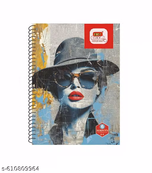 FIRST CLICK® 6-in-1 Multi Subject Spiral Notebook | 202 Pages | A4 Size (21 x 29.7 cm) | Stainless Steel Spiral Binding | 56 GSM White Paper | Ideal for Students. The cover Print Design of Notebooks coming as per stock available.