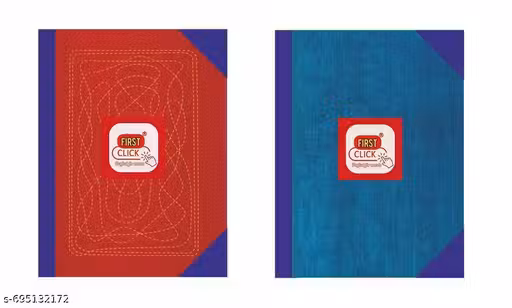 FIRST CLICK® Fancy Platinum Notebook Set of 2 | Hard Bound Account Book, Ledger Book, 400 Pages | 58 GSM White Paper | Canvas Binding, 16.5 x 20.5 cm | Strong Binding for Records & Accounts