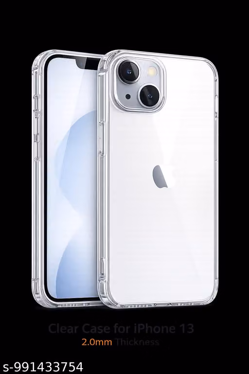 Ultra-Hybrid Crystal Clear Back Case Cover for iPhone 13 | Shockproof Design | Hard Back Cover Case for iPhone 13 (PC & TPU, Transparent)