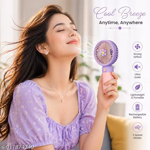 USB Rechargeable Small Electric Hand Fan Portable Mini Cooling Fan for Car, Kitchen & Table Use