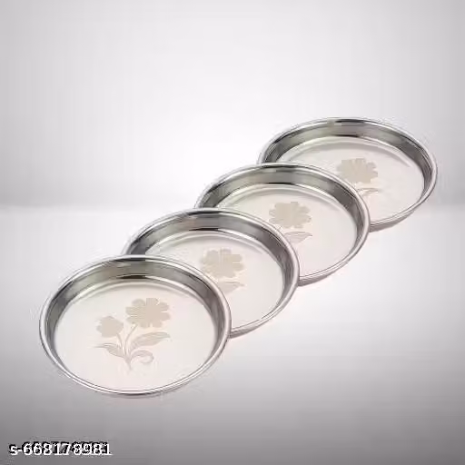 STAINLESS steel 4 thali KHUMCHA NEW PETURN assd358