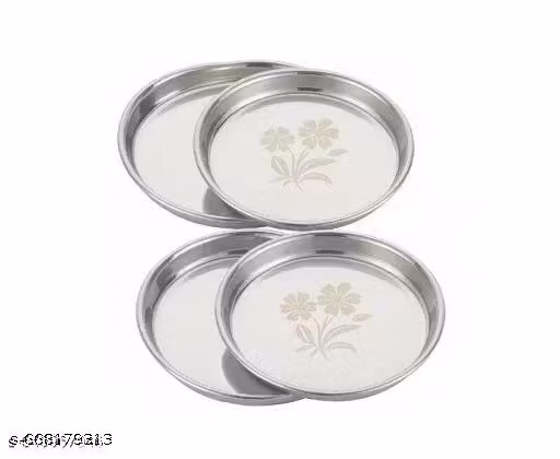 STAINLESS steel 4 thali KHUMCHA NEW PETURN assd357