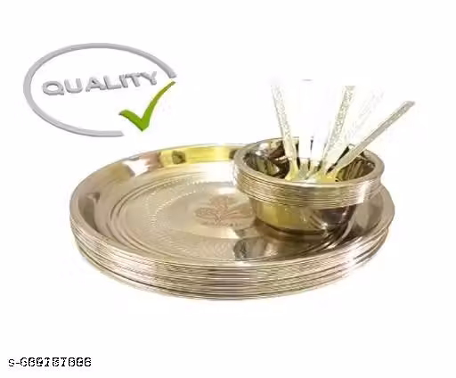 BEST BRANDS... 3 Bowls & 3 Plates,3 Spoon Stainless Steel | Serving Dessert Curry Soup Bowls Wati Vati Katori | Small Rice Side Dishes | Kitchen & Dining ,Solid, 200 milliliter AEK285