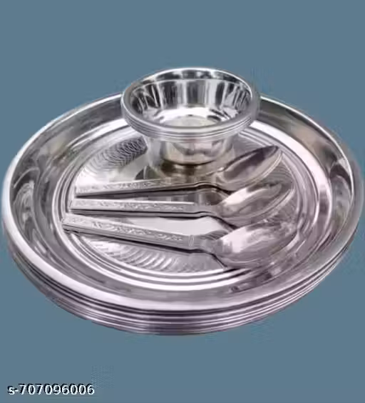 Steel ,Thali ,Dinner, Set || Heavy Quality Stainless Steel Plates & Bowls for Daily Use Use Dinner Set, Solid 9 Pcs Set 3 plate, 3 bowl, 3 spoon