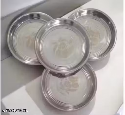 STAINLESS steel 4 thali KHUMCHA NEW PETURN assd356