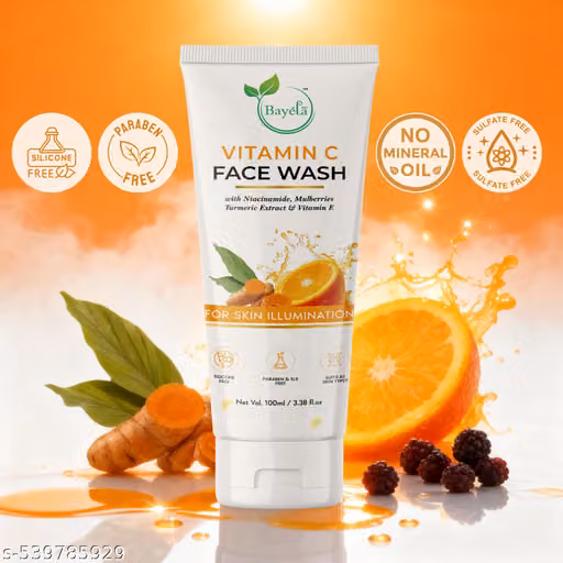 Bayela Vitamin C Face Wash – 100ml | With Niacinamide, Mulberry, Turmeric & Vitamin E | Skin Brightening & Illumination | Silicone, Paraben & SLS-Free