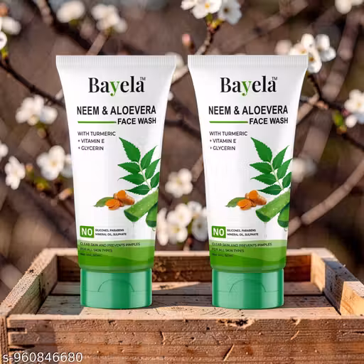 Bayela Anti-Pimple Face Wash Combo Pack – Neem & Aloe Vera Face Wash with Glycerin (2 x 60ml)