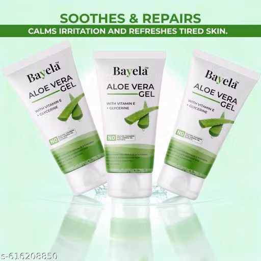Bayela Pure Aloe Vera Gel with Vitamin E + Glycerine | Skin Brightening & Moisturizing Gel | For Face, Hair & Body – 100g*3 Combo Pack