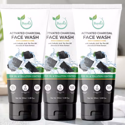 Best Activated Charcoal Face Wash for Men & Women | Controls Oil, Fights Pollution, Prevents Acne | Paraben & Silicone Free (3 x 100ml Pack)
