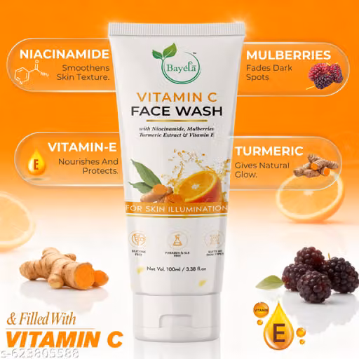 Bayela Vitamin C Brightening Face Wash | Skin Illumination Formula with Turmeric, Mulberries & Niacinamide