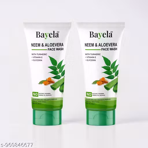 Bayela Herbal Face Wash Pack of 2 – Neem, Aloe Vera, Turmeric & Vitamin E Face Cleanser for All Skin Types