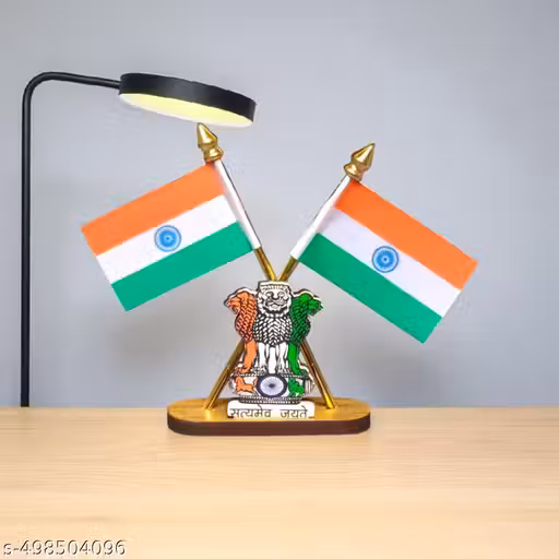 Himansh expo India Flag smj flag indian flag Satyamev Jayate Symbol Stand for Car Dashboard, Office/Study Table