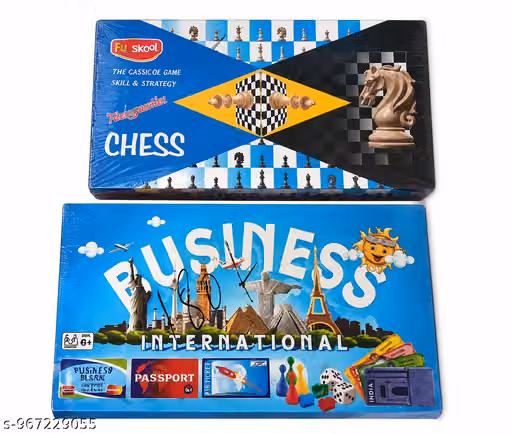 Business International & Chess Board Game Combo Pack for Kids and Family | Strategy & Educational Indoor Games Set | Age 6+ Years