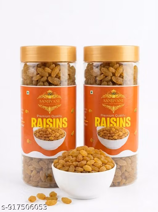 Sanjivani Raisins /kishmish (2X250)gm Pure Raisins Seedless Green Kishmish Seedless Kishmish | 100% Natural Dry Grapes | Rich in Iron & Energy Boosters