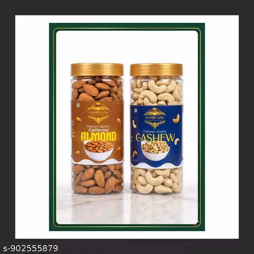 Sanjivani Cashew Nuts 250gm + Sanjivani Californian Almonds 250gm | Nutritious, Delicious & Crunchy Kaju W320 | Premium Badam Giri