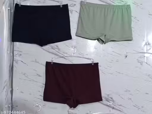 Woman Lycra solid combed 4-way stretchable full coverage boy-shorts for girls/woman's daily use (pack of 3)