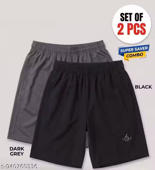 Men Polyester Lycra Boxer Shorts Pack of 2, Dry Fit Boxer Shorts for Men, Zipper Pocket Lounge Shorts, Sports Gym Running Casual Shorts
