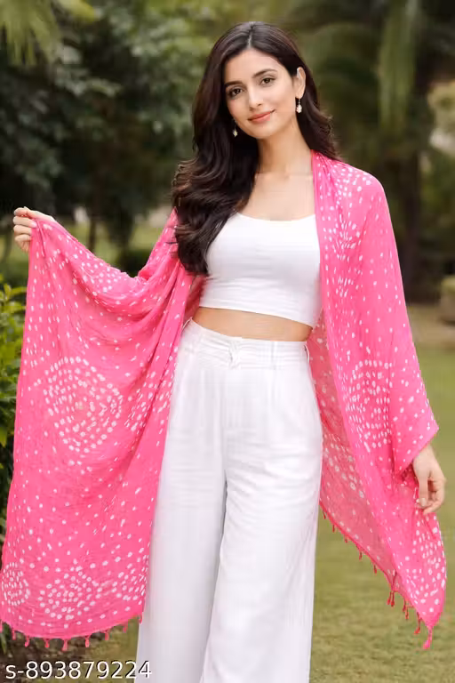 Pink Bandhani Dupatta for Women | Traditional Tie Dye Dupatta