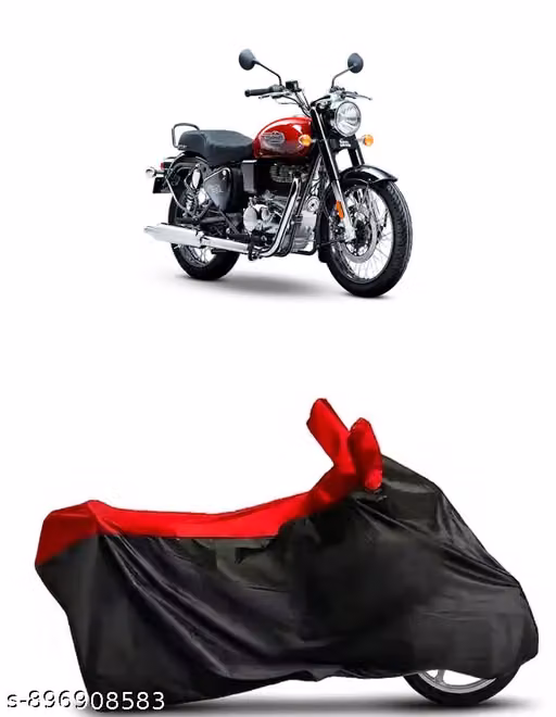 100% Waterproof, Dirt & DustProof Bike/Scooty/Motorcycle Cover For Royal Enfield Bullet 350 with Premium Polyester Fabric (BLACK/RED) also Suitable for all Bikes & Scooty