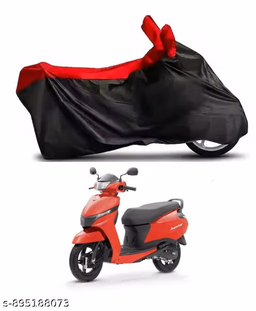 100% Waterproof, Dirt & DustProof Bike/Scooty/Motorcycle Cover For TVS JUPITER with Premium Polyester Fabric (BLACK/RED) also Suitable for all 125 CC Bikes & Scooty