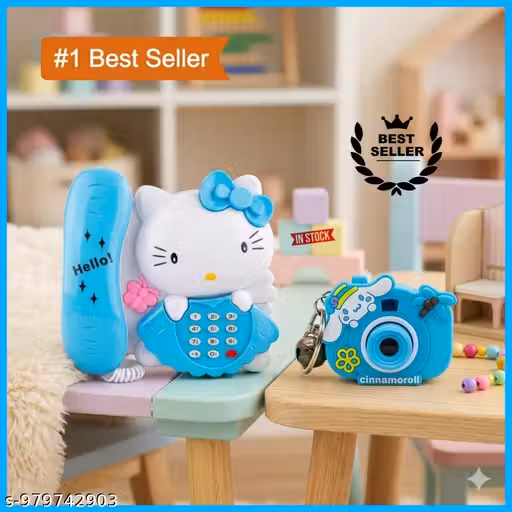 Kitty telephone music toy and mini camera keychain projector | combo Offer | (pack of 2)