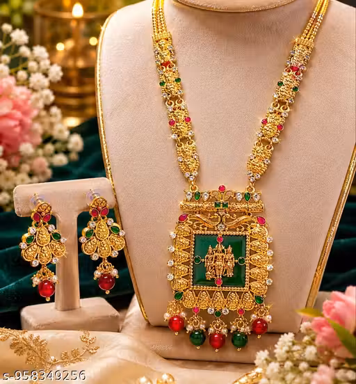 Traditional Ram Darbar Temple Jewellery Necklace Set for Women