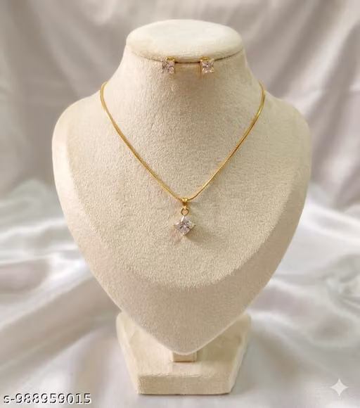 American Diamond Solitaire Necklace & Earrings Set