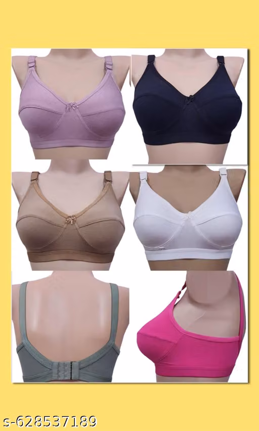 WELCOME BEAUTY Pack of 3 PC COTTON LYCRA BRA FUL COVERAGE C-CUP