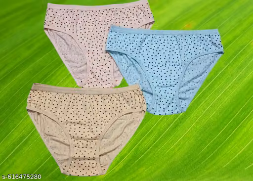 Multicolor Flower Print Cotton Blend Highrise Hipster Briefs Panty Soft And Comfortable For Women And Girls (Pack of 3) (Multicolor)