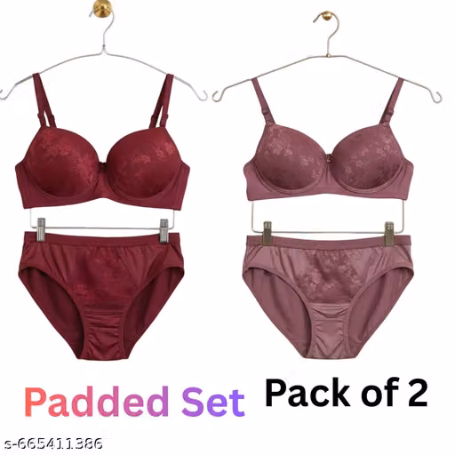 Welcome Beauty veryday Comfortable Bra Panty Set for Women | Soft Stretchable Fabric with Full Coverage Seamless Fit | Padded Non-Wired Daily Wear Lingerie Set | Skin-Friendly Breathable Material for All-Day Comfort | Stylish Self design Innerwear Combo f