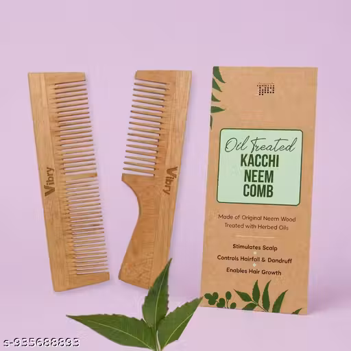 Pack of 2 Handmade Wooden Comb | Handmade Neem Comb | Natural Hair Comb
