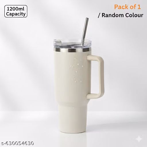 Vibry Insulated Travel Mug with Handle and Straw Stainless Steel Large Capacity Coffee & Cold Drink Cup, Leak-Resistant Lid for Office, Home, Gym & Travel Use