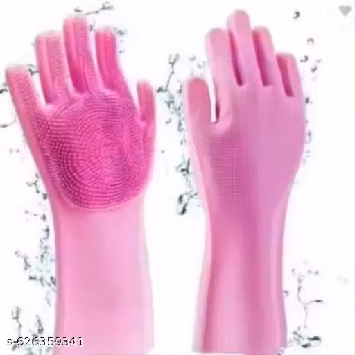Silico Dish Washing Gloves, Silico Cleaning Gloves, Silico Hand Gloves for Kitchen Dishwashing and Pet Grooming, Great for Washing Dish, Car, Bathroom (Multicolour, Pack of 1) ( 1 PAIR)