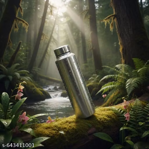 Vibry Water Bottle Steel 1 L | Pack of 1 | Multicolour | Glass - look Sleek Steel Bottle