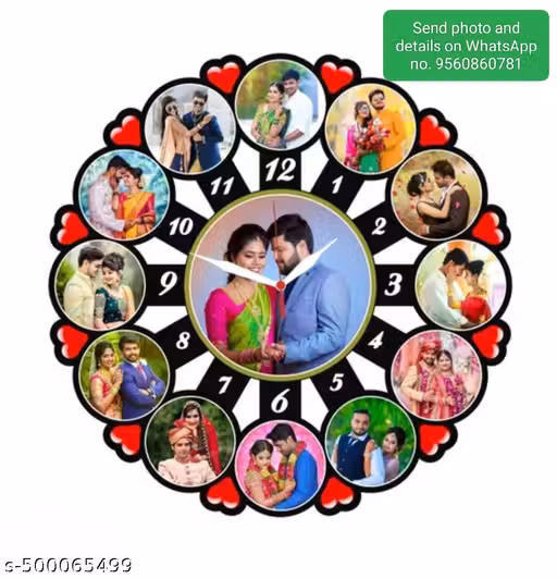 giftakartbymahi Customised Personalized photo clock 12x12inch for bedroom and balcony