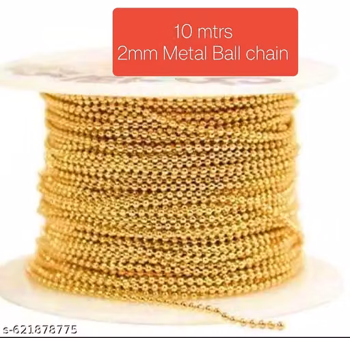 giftkartbymahi metal gold chain 10 mtrs for making jewellery ,aari work for blouse , lehnga , kangan making, bracelet making , decorating , Craft work 2mm 10mtr