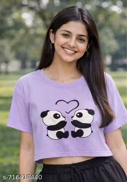 Lavender crop top (double panda) (A)