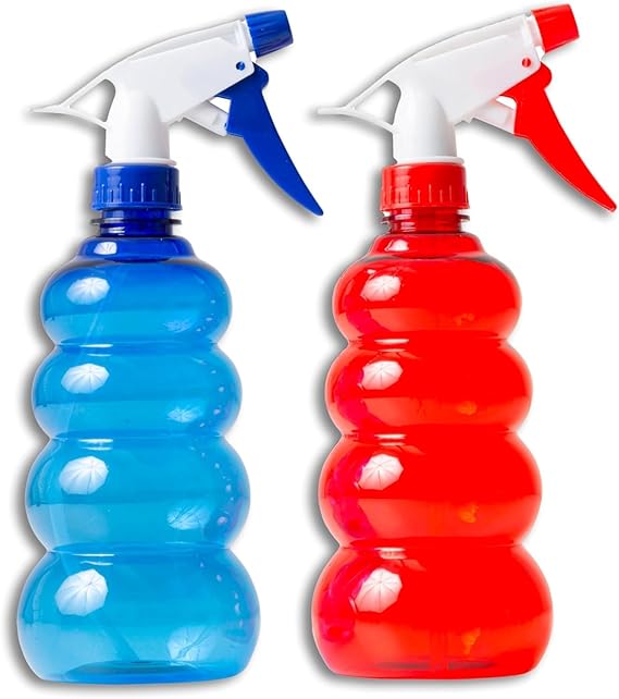 Green Snap 2 Spray Bottles 500ml - Spray Bottle for Water and Liquids - Set of 2 - Multipurpose Plastic Spray Bottle for Home, Bathroom, Hair, Plants, Garden, Cleaning Products, Multicolor