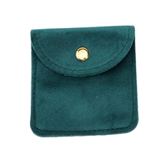 carl vinson® Velvet Jewelry Pouches Small Jewelry Bags Snap Button Soft Storage Pack of 1 | Green | 10 * 10cm