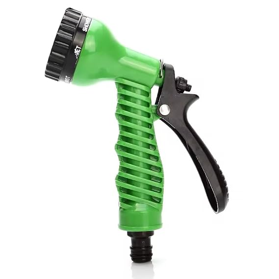 Green Snap Garden-Hose-Nozzle, ABS Water Spray Nozzle with 7 Adjustable Watering Patterns, Slip Resistant for Watering Plants, Lawn& Garden, Washing Cars, Cleaning, Showering Pets & Outdoor Fun.