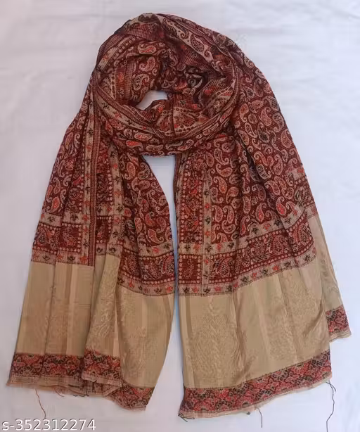 Maroon & Golden WOMEN'S WOOL KASHMIRI KAANI SHAWL Pack Of 01