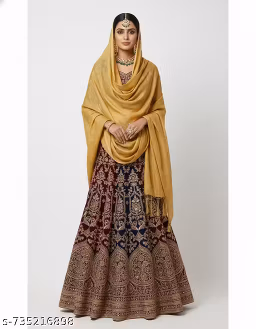 Cotton Embroidered Gold Color Dupatta For Women & Girls Pack Of 01