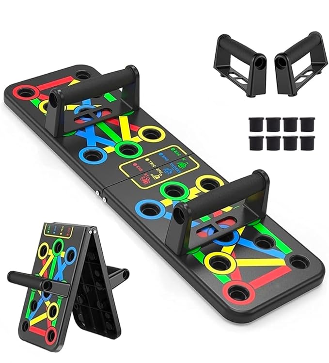 Push-Up Board | 9-in-1 Color-Coded Pushup Training System | Portable Home Gym Equipment for Full Upper Body Workout