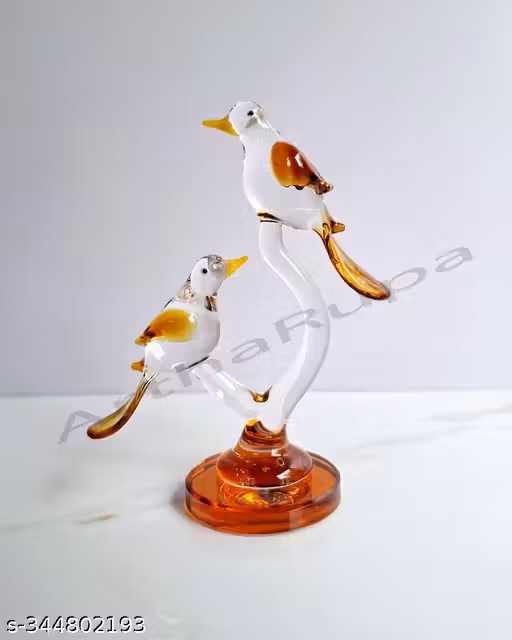 ArthaRupa Glass Tree Loving Birds Decorative Showpiece for Table and Home Decoration