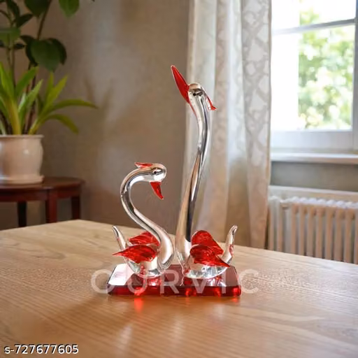 Beautiful Glass Bird Showpiece for Home Decoration and Love making Glass Duck Showpiece Figurine | Best for Gift Hight-15 cm