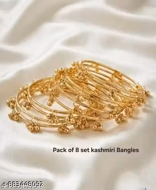 Trending Kashmiri Bangle Ghungru Gold Plated Bangles for Woman and Girls ( Pack of 8 )