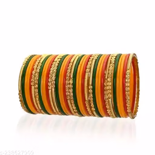 ArthaRupa Presents Meesho Online Shopping-Lowest Prices, Great Quality Plane Glass Bangles with Golden Beads Designer Bangles Set ( pack of 36 Bangles, Multicolor)