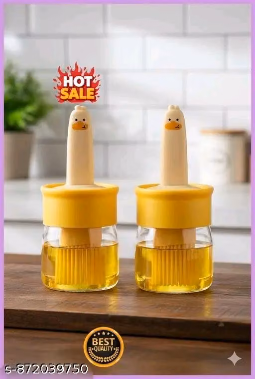 Cute Duck Oil Dispenser Bottle | Kitchen Oil Sprayer with Brush | Leakproof Oil Container | Cooking Oil Bottle for Kitchen Accessories Pack OF 2